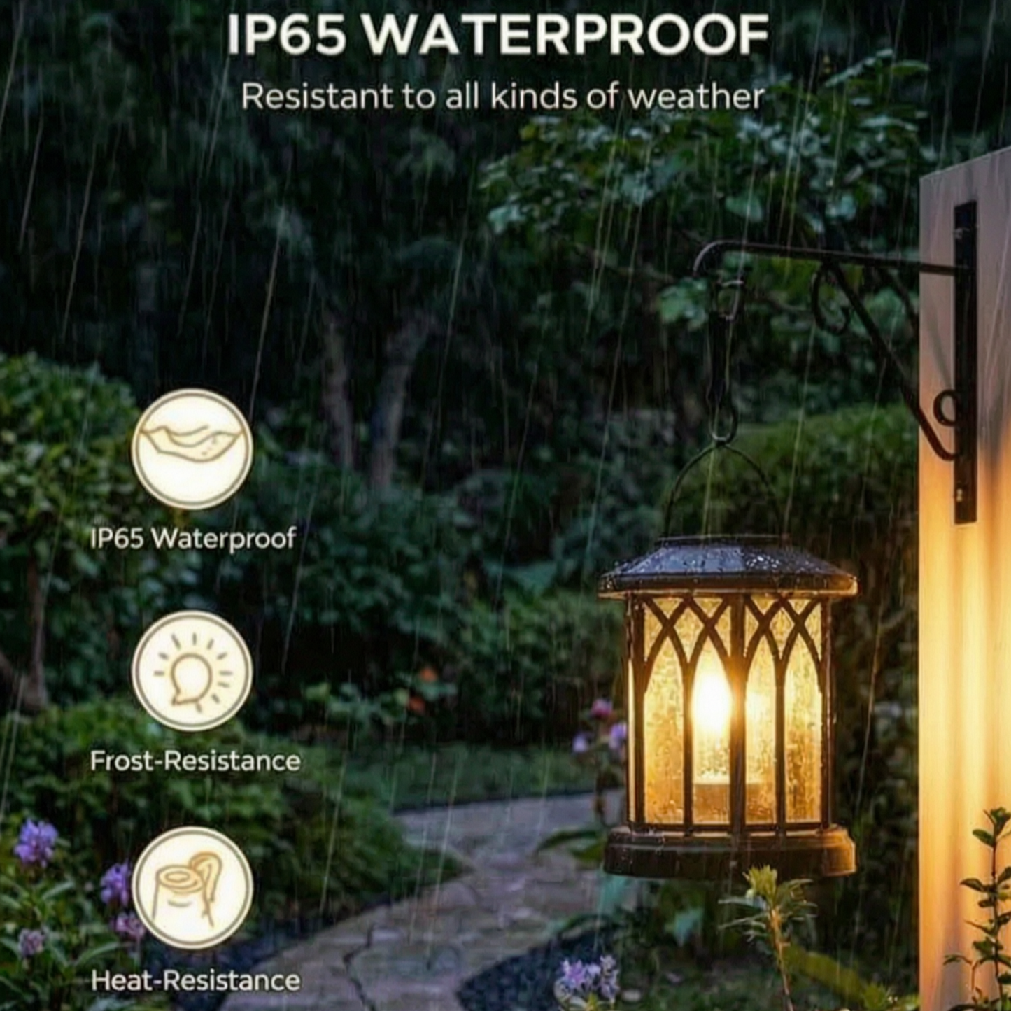 Waterproof Solar Lanterns, Outdoor Patio & Garden Decor, Set of 2