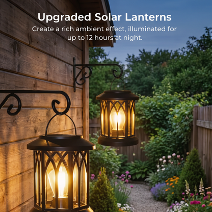 Waterproof Solar Lanterns, Outdoor Patio & Garden Decor, Set of 2
