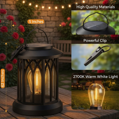 Waterproof Solar Lanterns, Outdoor Patio & Garden Decor, Set of 2