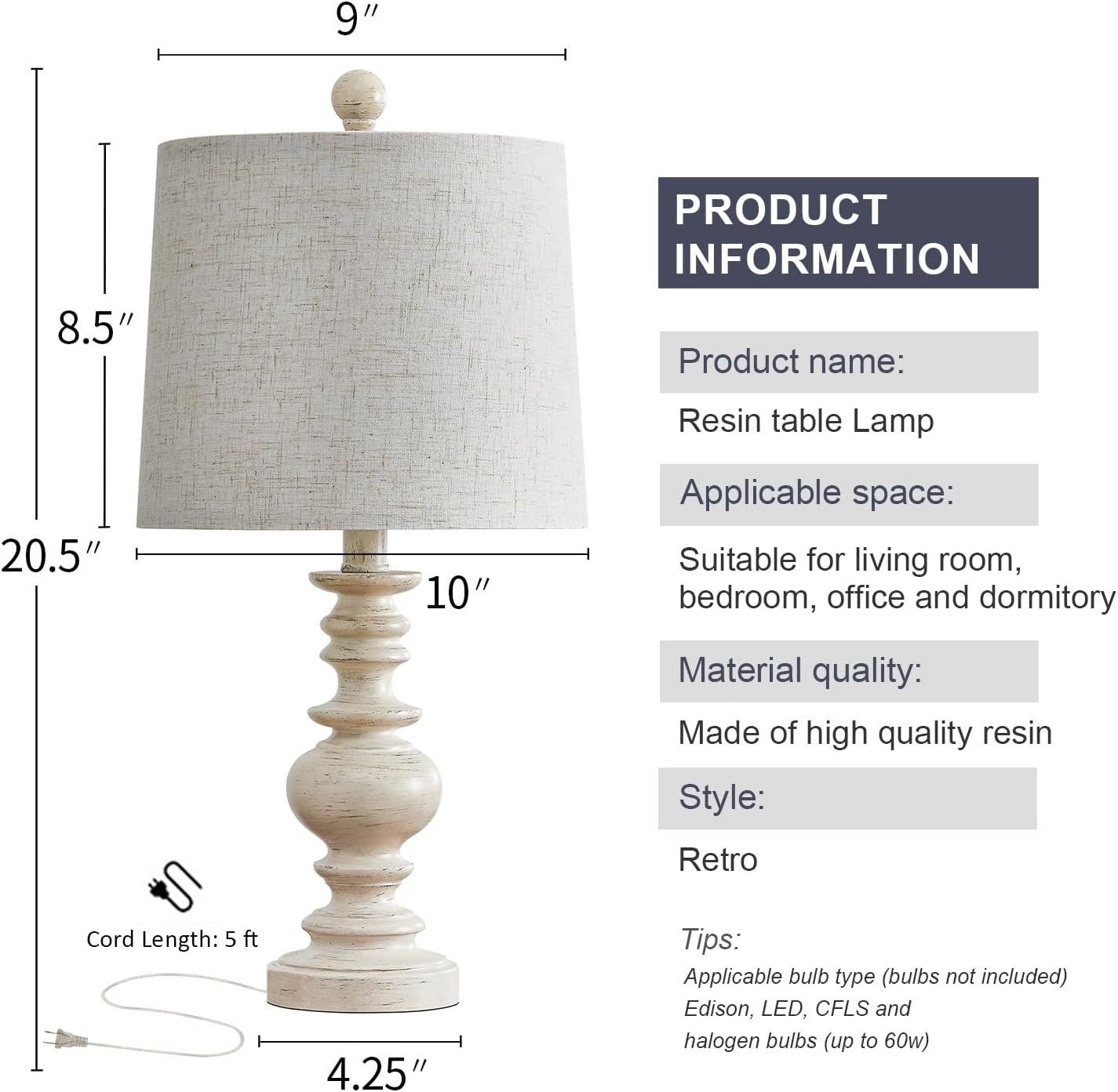 Set of 2 Rustic Farmhouse Table Lamps