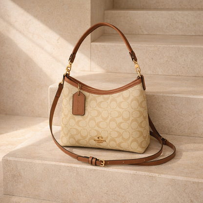 Elegant Monogram Crossbody Hobo Bag