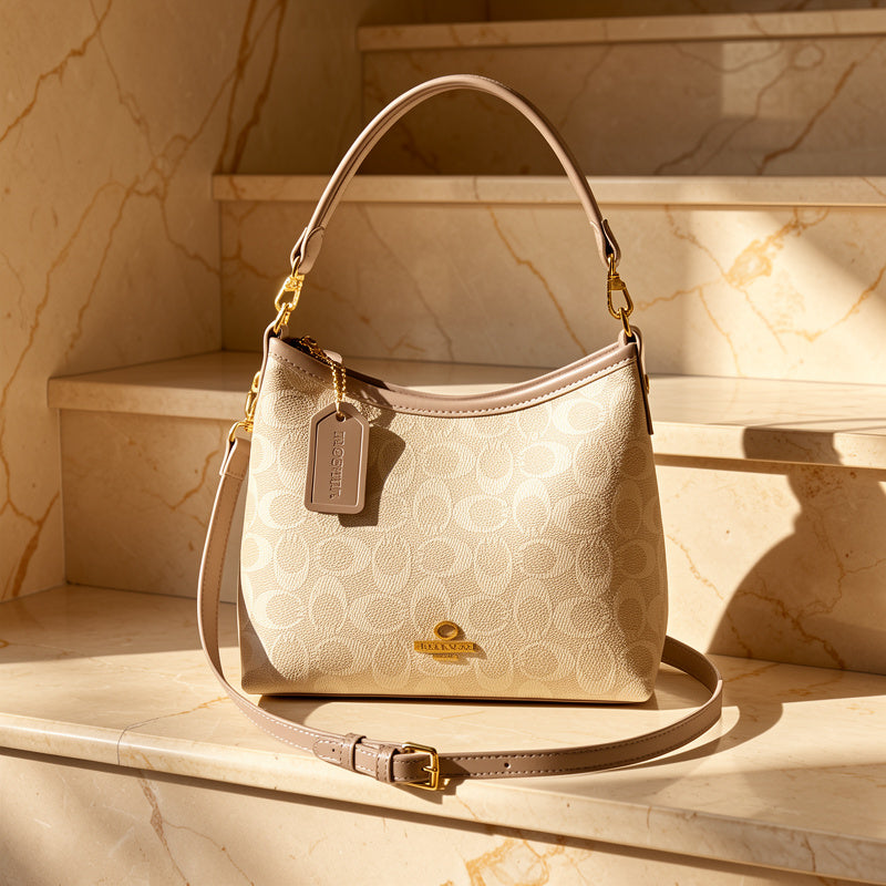 Elegant Monogram Crossbody Hobo Bag
