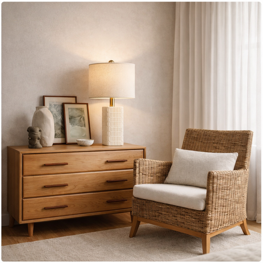 Set of 2 White Ceramic Table Lamps, Modern Farmhouse Bedside Nightstand Light