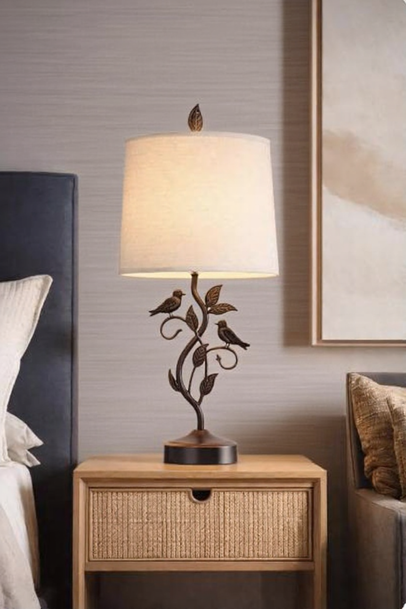 Set of 2 Farmhouse Table Lamps, Touch Control Bedside Nightstand Lamp, USB Charging Ports