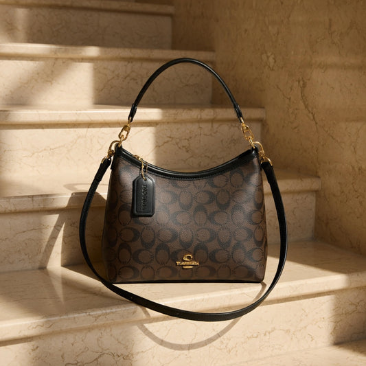Elegant Monogram Crossbody Hobo Bag