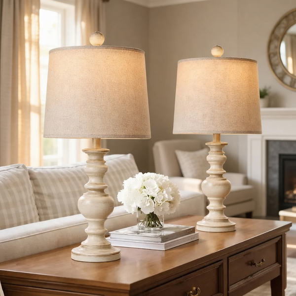 Set of 2 Rustic Farmhouse Table Lamps