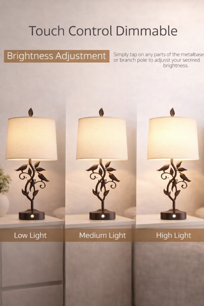 Set of 2 Farmhouse Table Lamps, Touch Control Bedside Nightstand Lamp, USB Charging Ports