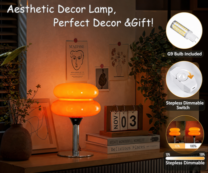Retro Orange Mushroom Desk Lamp – Vintage Mid Century Nightstand Style